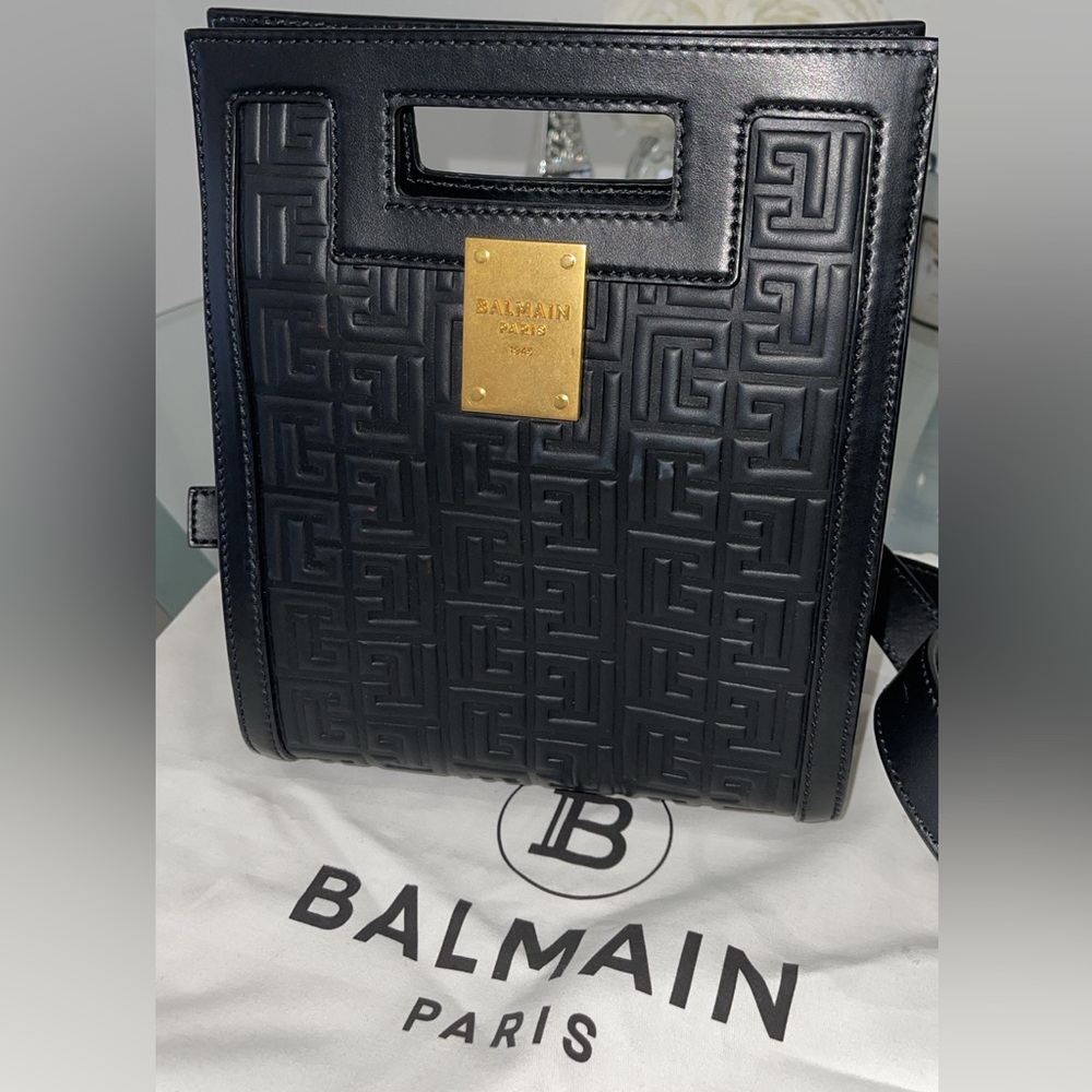 Balmain 1945 Small Embossed Monogram Tote Bag